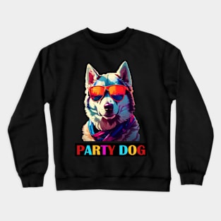 Party Dog Husky Retro Crewneck Sweatshirt